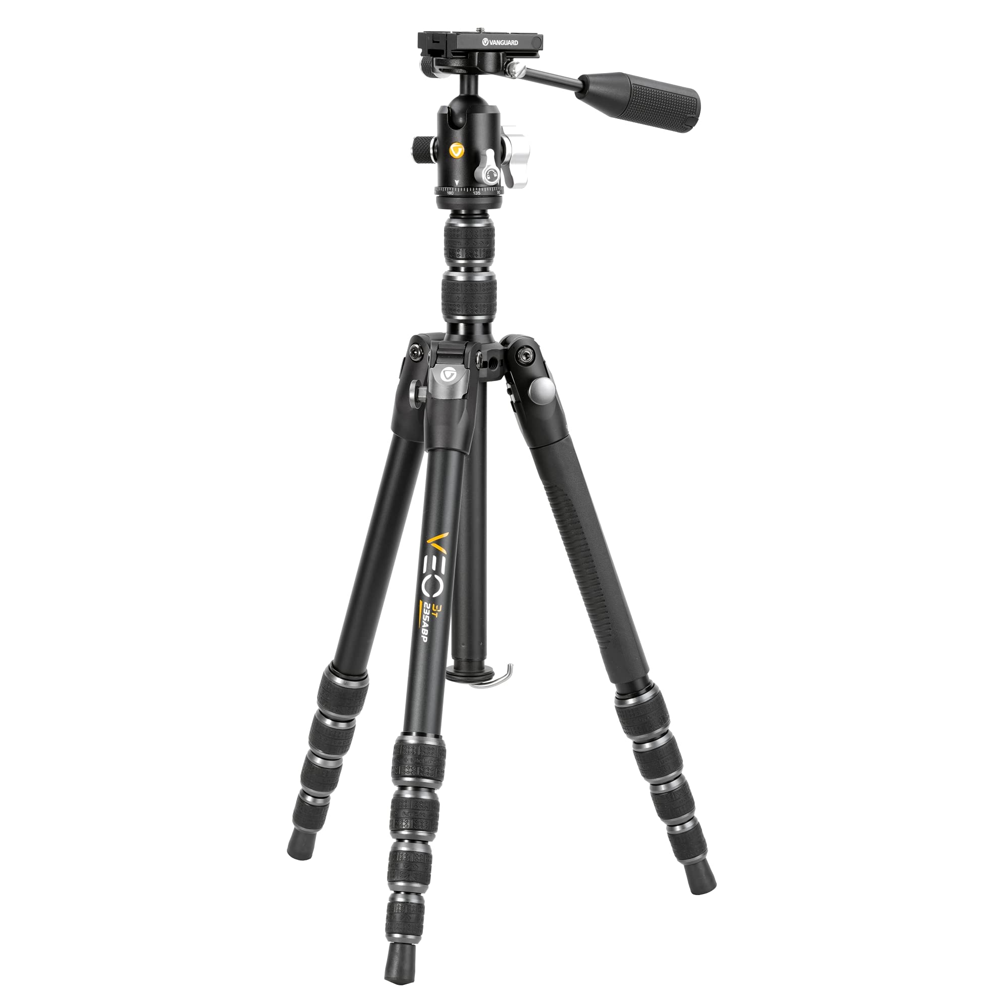 Vanguard Veo3T235Abp Aluminum Travel Tripod With Ball Head, Removeable Pan Handle, And Quick Shoe With Built In Smartphone Holder