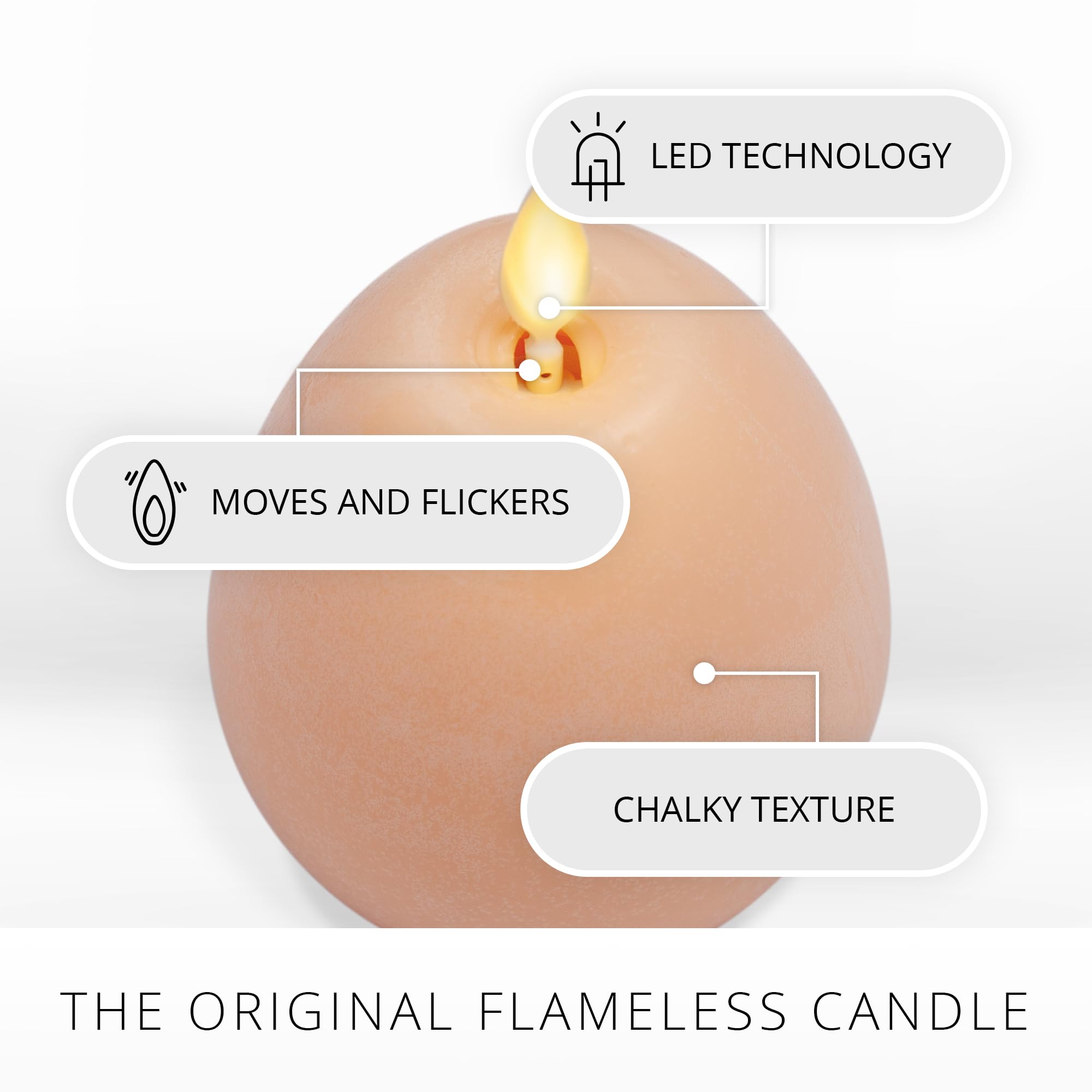 Luminara   Flameless Holiday Crystal Beads Glitter Sphere Candle   Chalky Mellow Peach   Pack Of 1 4X4.25   Auto Timer Built In