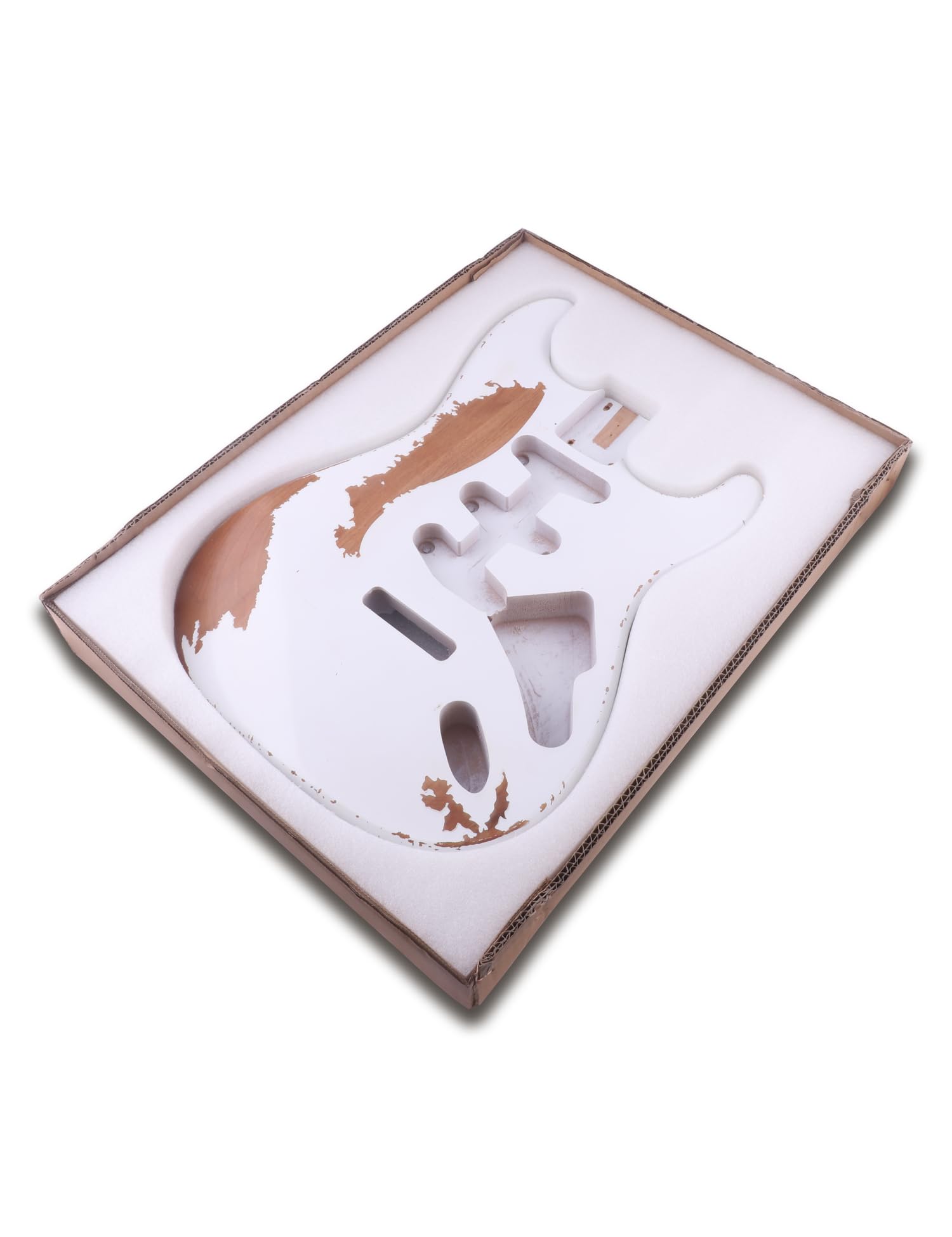 Sunsmile ST Style Electric Guitar Body, Nitro Top, Alder Wood, Antique White, Model SVTG STBO