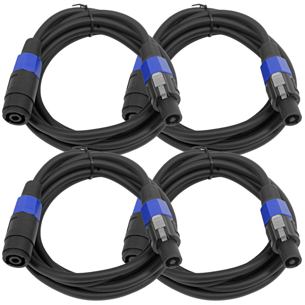 Seismic Audio - SPXC-10-4Pack - 4 Pack of 10 Foot Professional Speakon Extension Cables - Speakon Male to Speakon Female - 12AWG