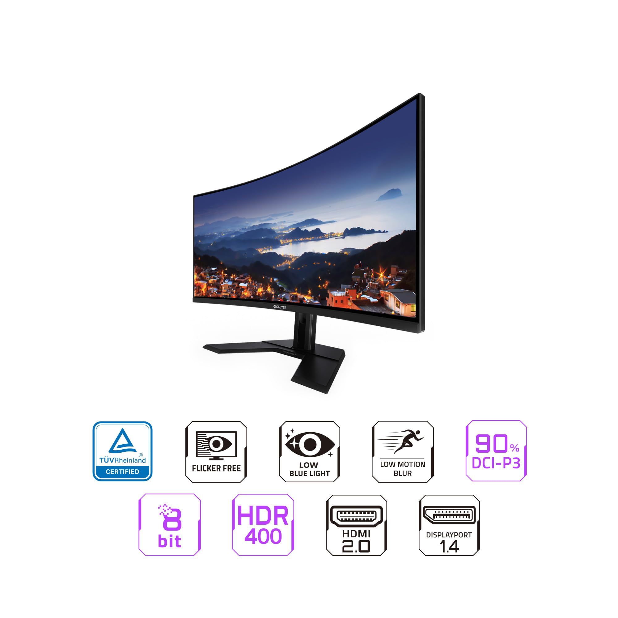 Gigabyte   G34Wqcp   Pro Version   34'' Va Curved Gaming Monitor   Wqhd 3440X1440 180Hz   1Ms Mprt   Amd Freesync Premium   Hdmi