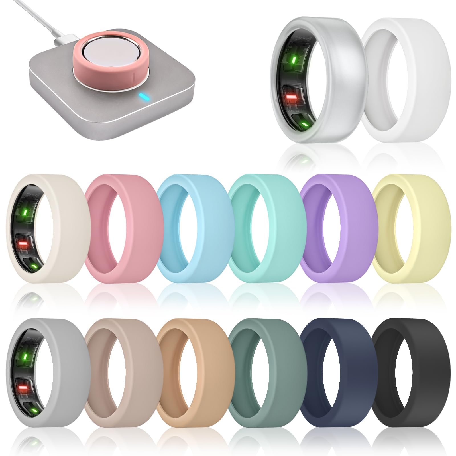 sylacor 14 Pack Ring Cover Compatible with Oura Ring Gen 4/Gen 3 Horizon/Gen 3 Heritage, Ultra-Thin Anti-Scratch Silicone Ring C