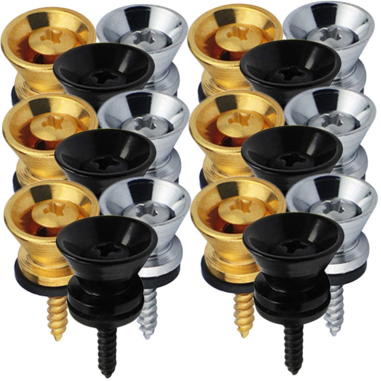 TOGEVAL 18pcs Metal Guitar Strap Locking End for Bass Acoustic and Electric Guitars Includes and Options Secure Your Strap Easil