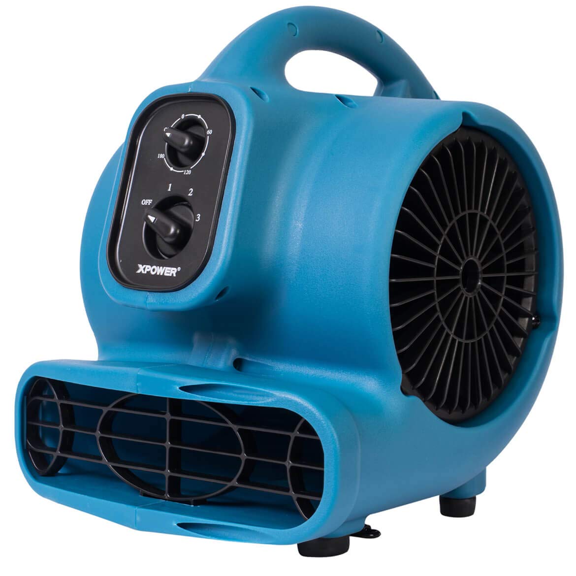 Xpower P-230At Mini Mighty Air Mover Utility Blower Fan With Built-In Power Outlets, Blue