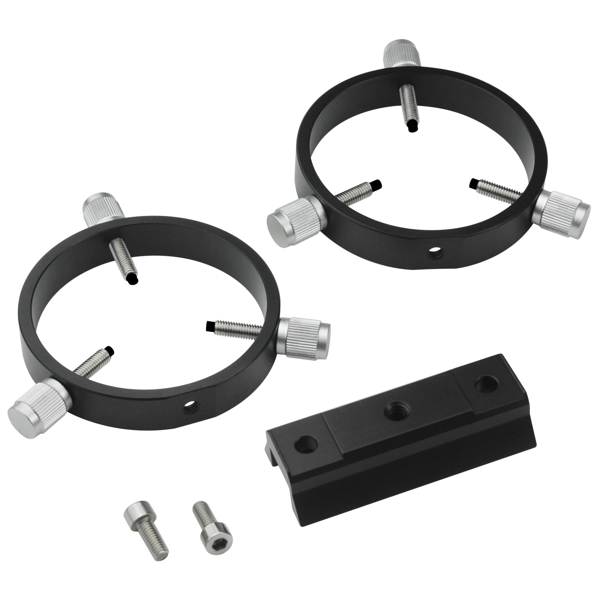 Astromania Adjustable Guiding Scope Ring Set With Plate   69 Mm Inside Diameter (Pair)   For Telescope Tube Diameter Or Finders