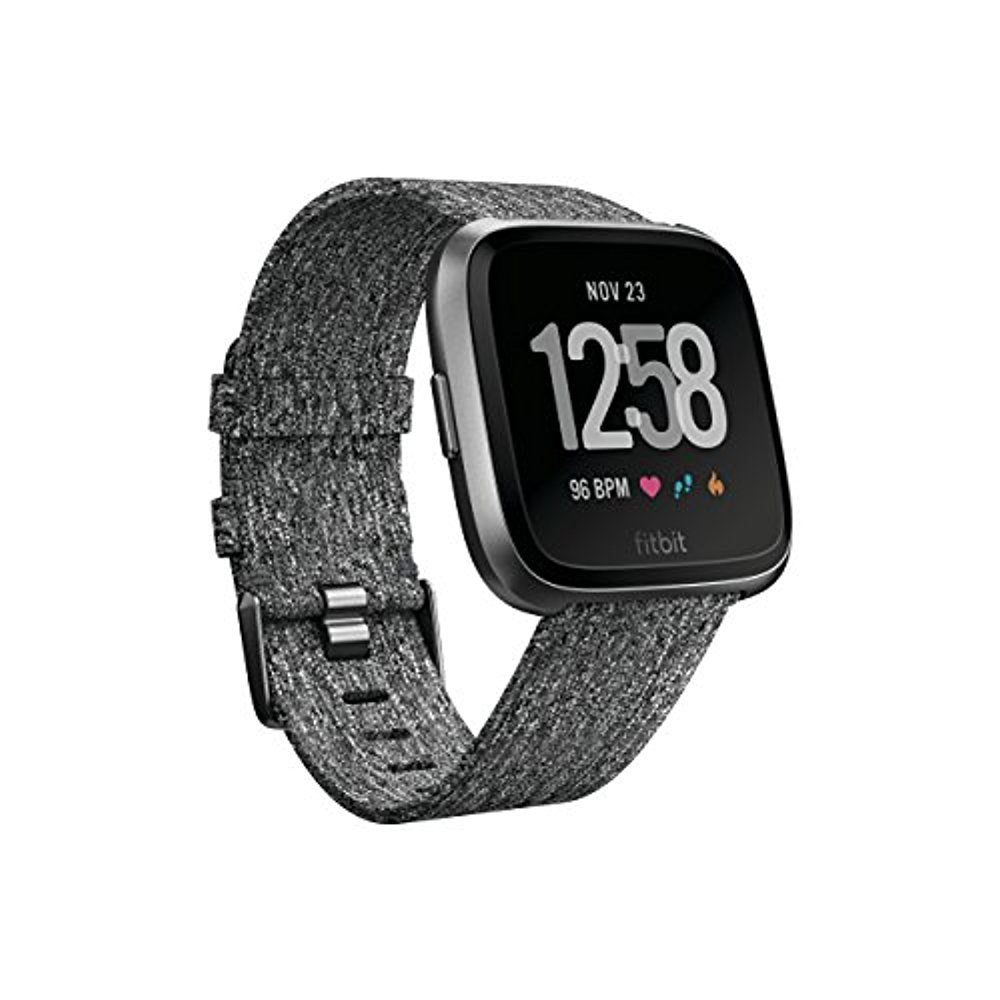 Fitbit Versa Special Edition Smart Watch, Charcoal Woven, One Size (S & L Bands Included)