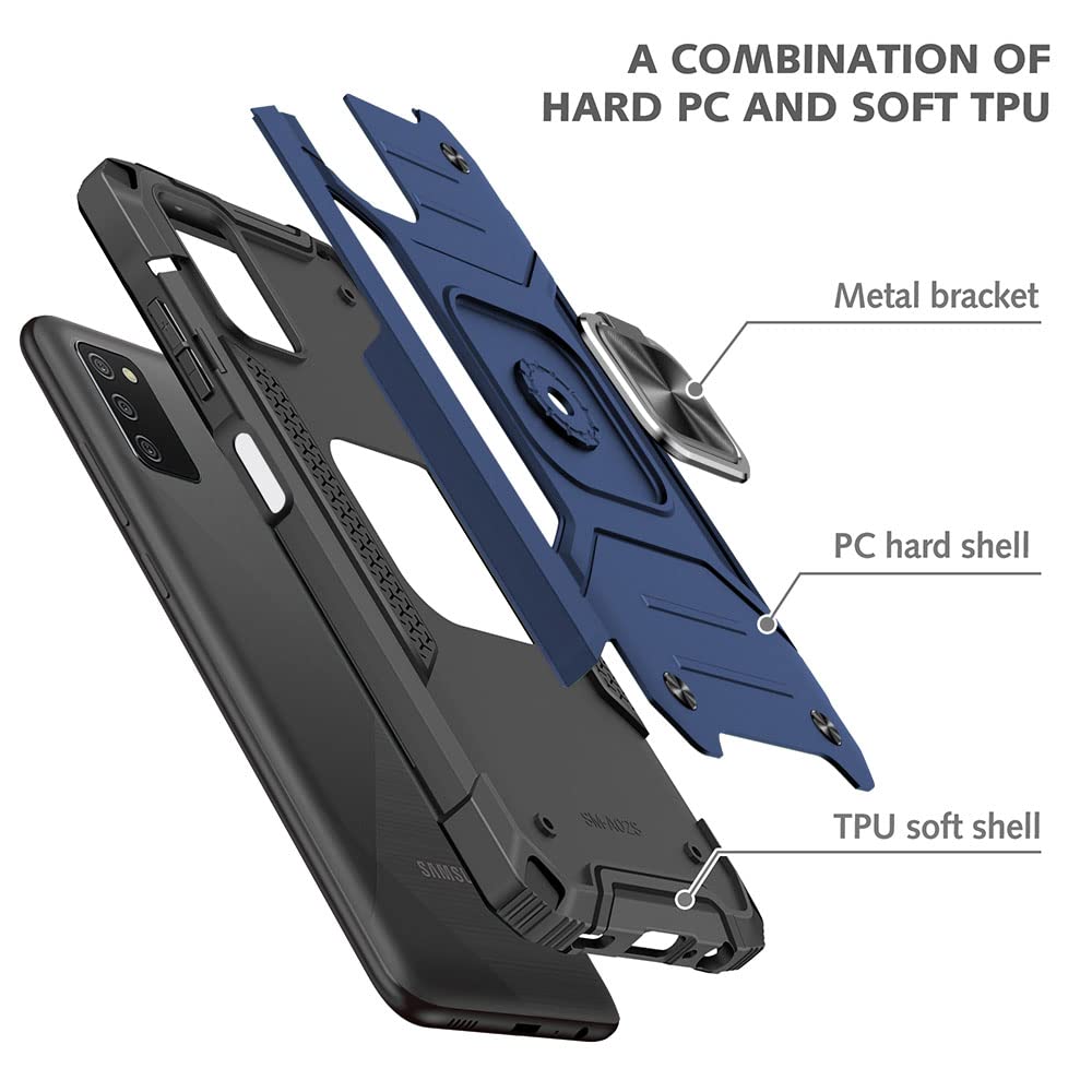 Hnhygete Samsung Galaxy A03S Case, Samsung A03S Case, With Hd Screen Protector, 360   Military Grade Rotatable Kickstand (Heavy