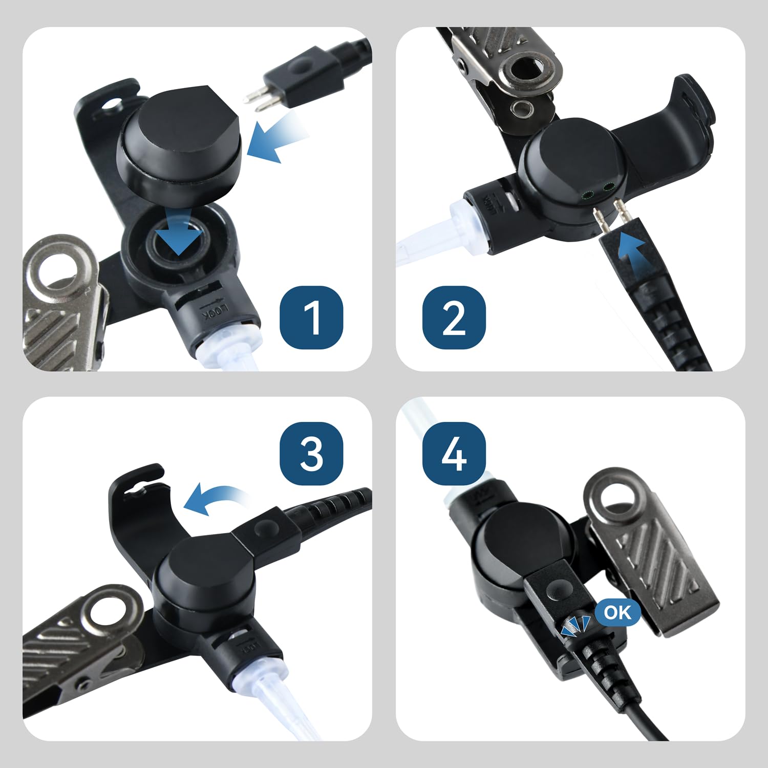 Dlecnfun Earpieces For Walkie Talkies With Mic 2 Pin 2.5Mm+3.5Mm Acoustic Tube Headset And Ppt Compatible With Motorola Two Way