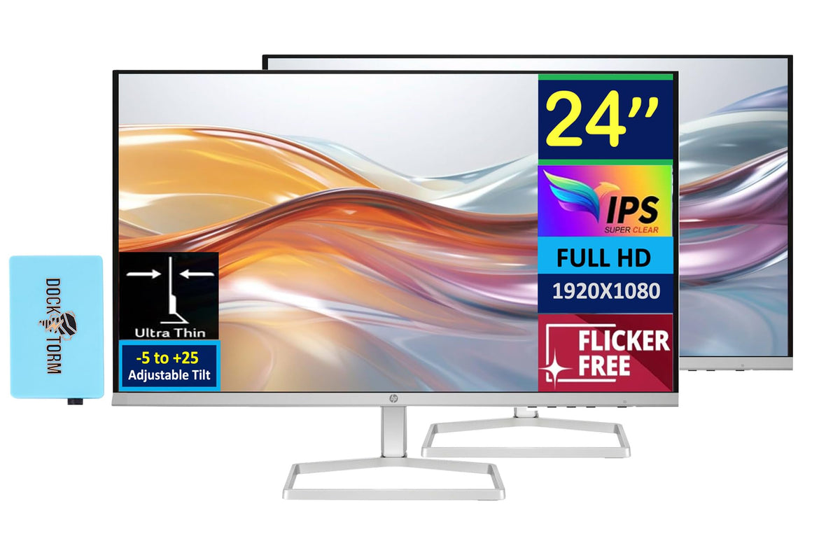 Hp 24'' 300 Nits 100Hz Ips Fhd (1920X1080) Monitor (Replaces M24Fw) Bundle W/Dkz Hub Usb Port Expander, Adjustable Tilt, Flicker