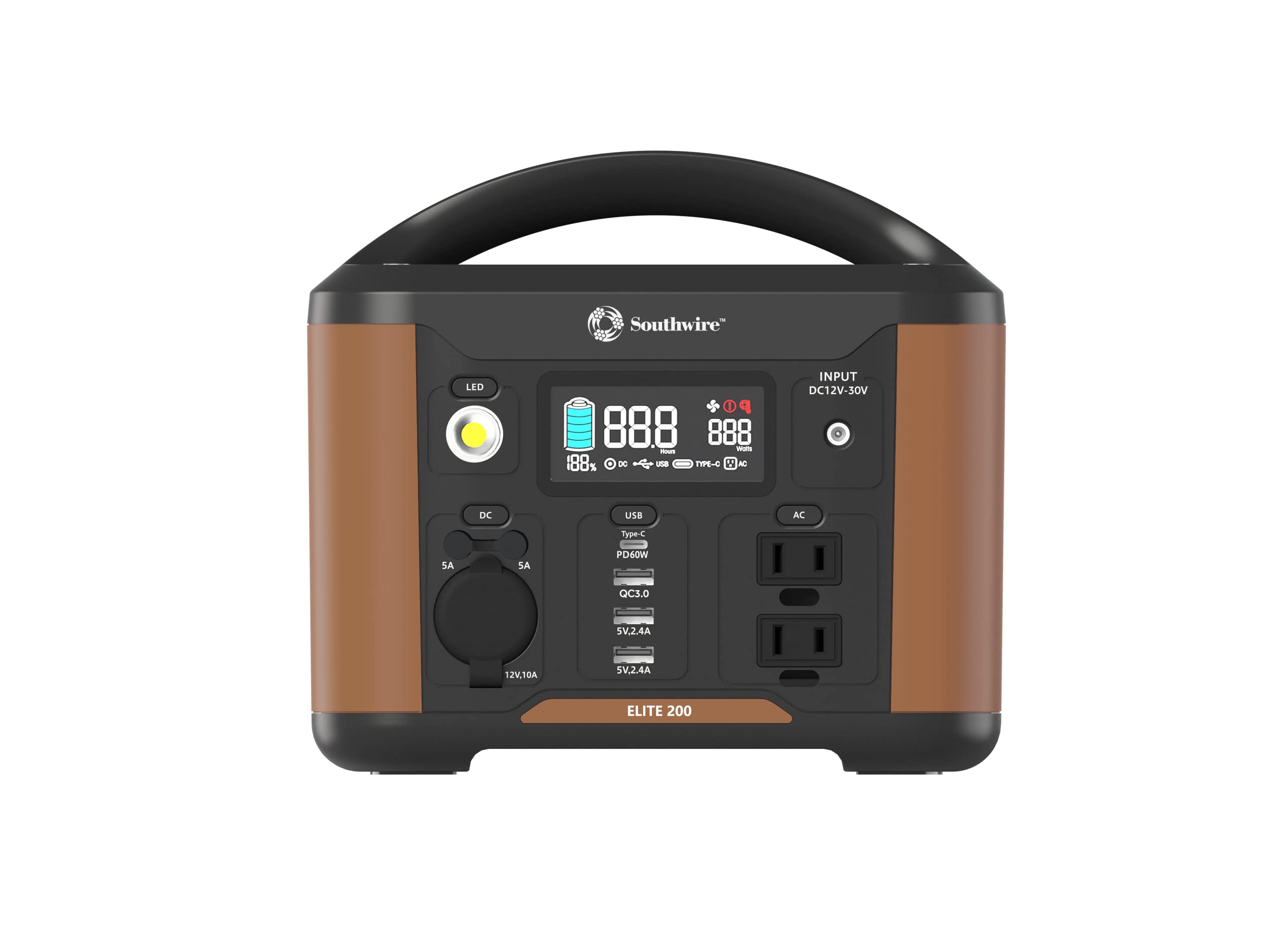 Southwire Elite 200 Series, 222Wh Backup Lithium Battery, 120V/200W Pure Sine Wave Ac Outlet, Solar Generator (Solar Panel Not I