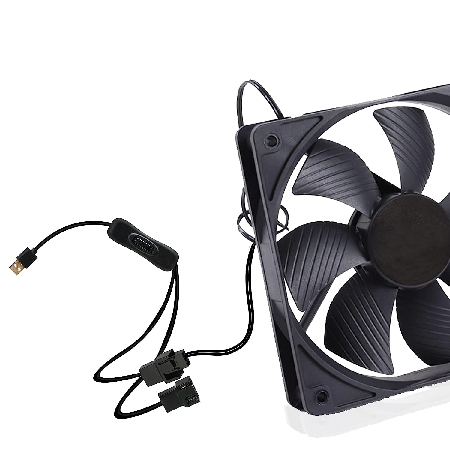 Gebildet 2 Pack Dual 4 Pin To Usb Fan Switch On Off Power Adapter Cable 1 To 2 Ways Splitter Usb To 4Pin 3Pin Pwm 5V Fan Connect