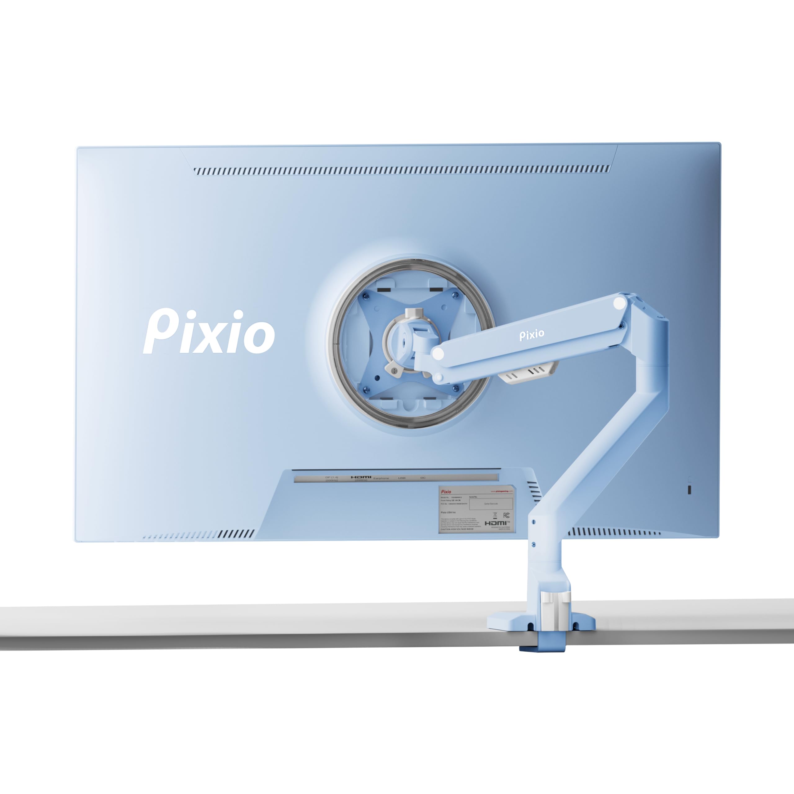 Pixio Ps1S Wave Blue Single Monitor Arm Stand Desk Mount   Fits Up To 32 Inches Monitors And Up To 19.8Lbs. Vesa Compatibility And Integrated Cable Management