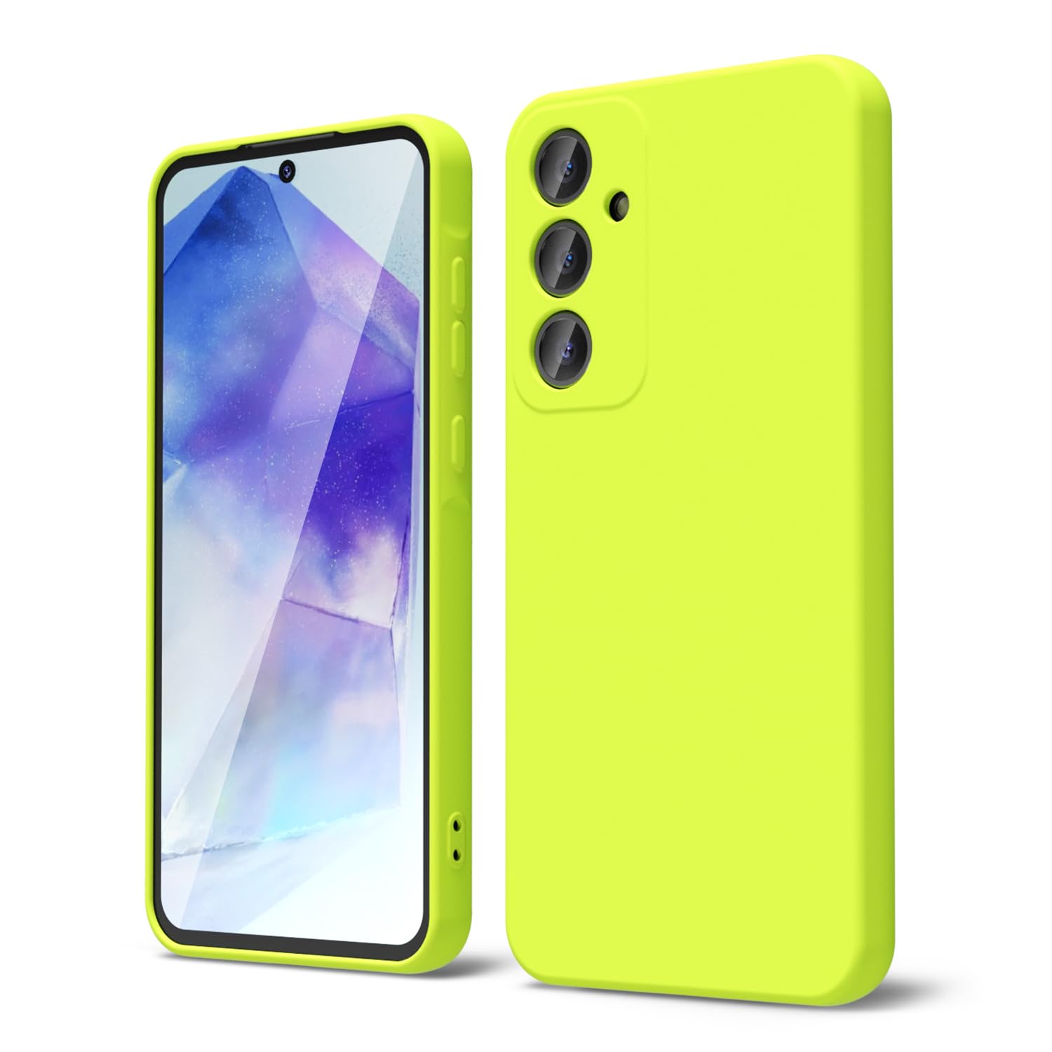 Oakxco For Samsung Galaxy A55 5G Case Liquid Silicone, Fluorescent Bright Solid Color, Soft Rubber Gel Elegant Aesthetic Cover,