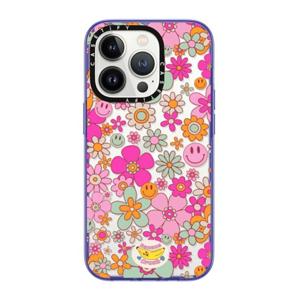 Casetify Compact Iphone 14 Pro Case [2X Military Grade Drop Tested / 4Ft Drop Protection]   Groovy Pattern Clear   Peri Purple