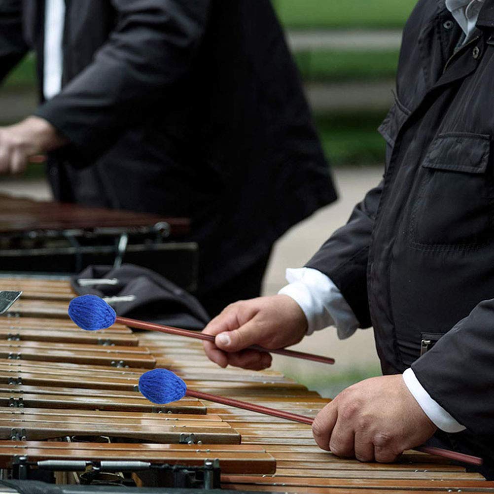 Vankcp 2 Pair Marimba Mallets Medium Blue Hard Yarn Head Keyboard Marimba Mallets For Percussion Marimba Playing Glockenspiel Ma