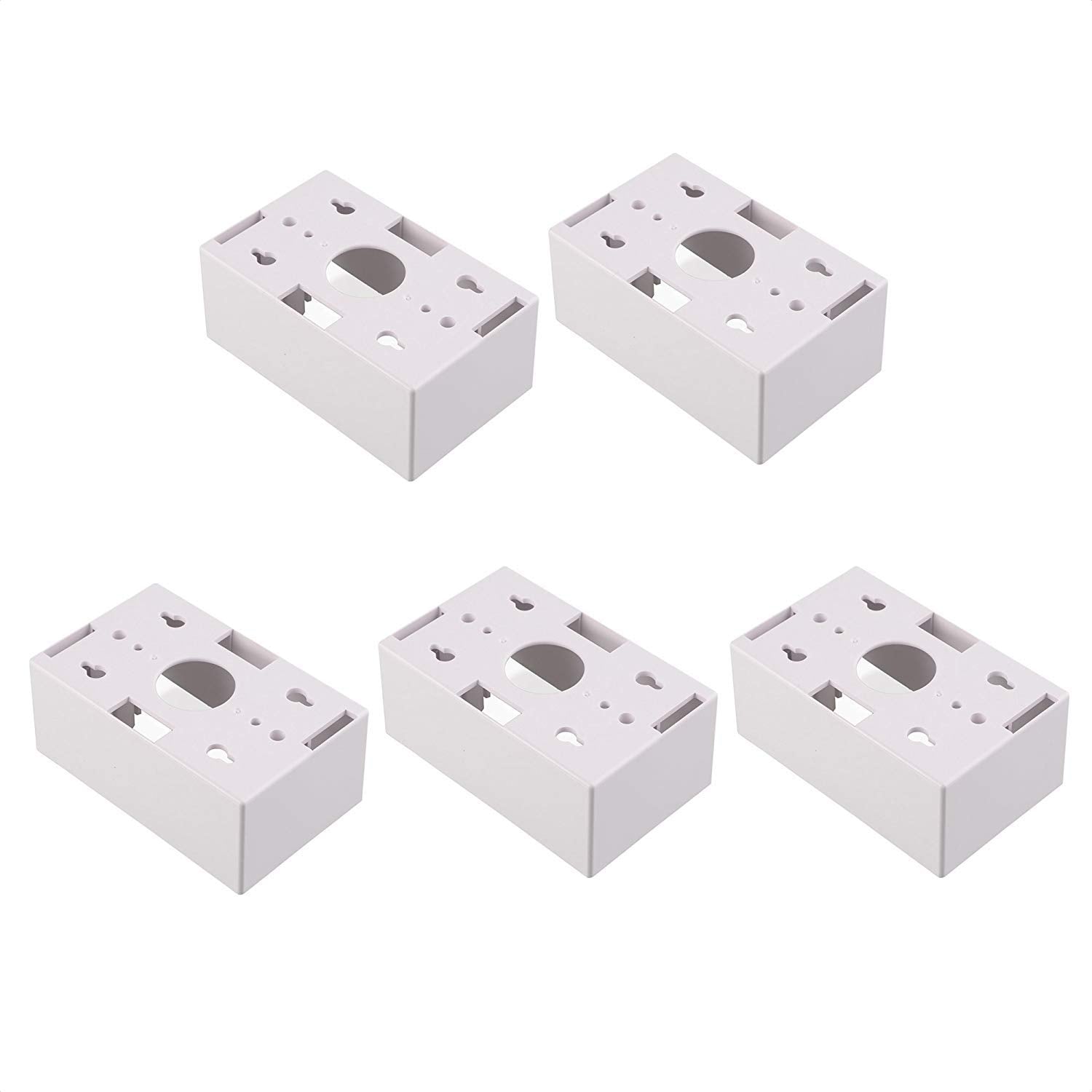 Cable Matters 5 Pack Single Gang Low Voltage Surface Mount Backbox 1.85 Inches In Depth In White