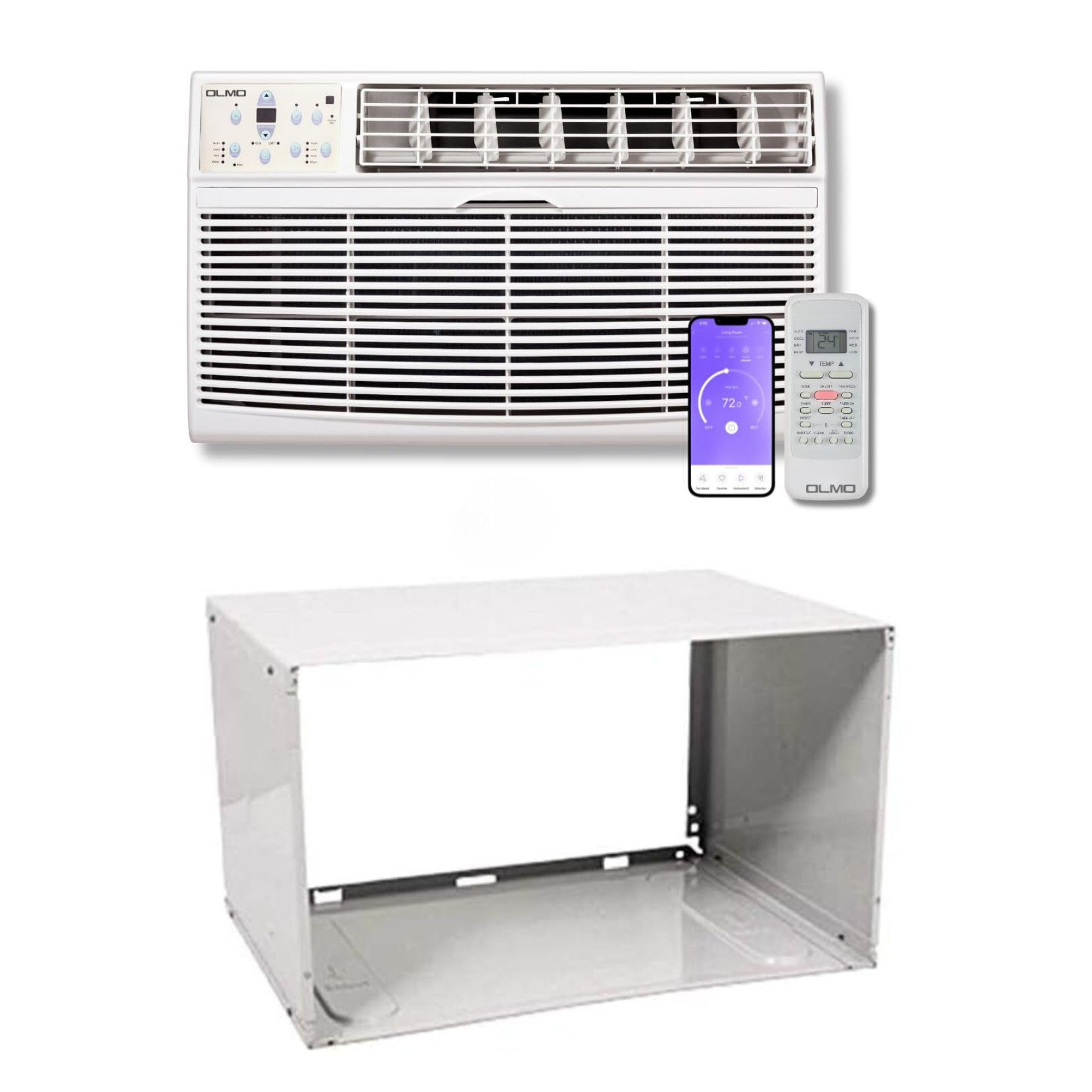 OLMO 8,000 BTU 115V Through-the-Wall Air Conditioner & Heat System - Heating & Cooling - Includes Wall Sleeve, Remote Control & 