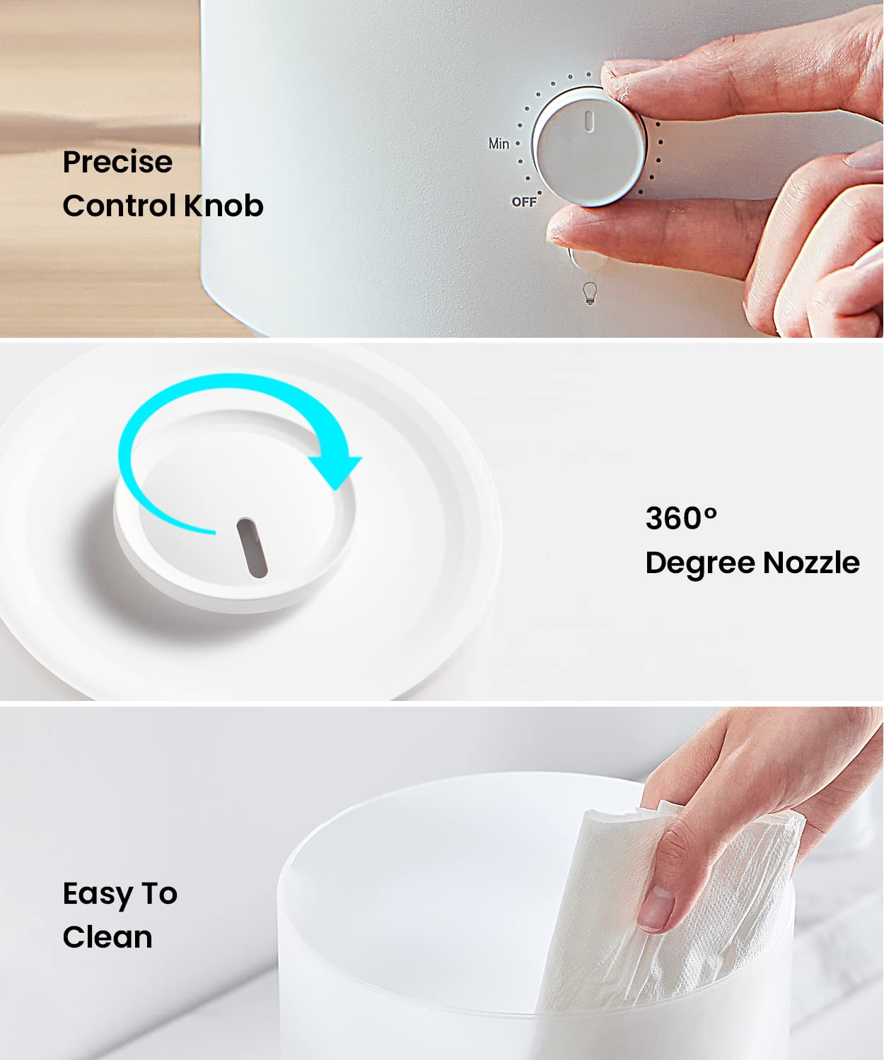 Pharata Humidifiers For Bedroom Large Room, 2.5L Cool Mist Humidifier With Essential Oil Diffuser, Top Fill Humidifier For Baby,