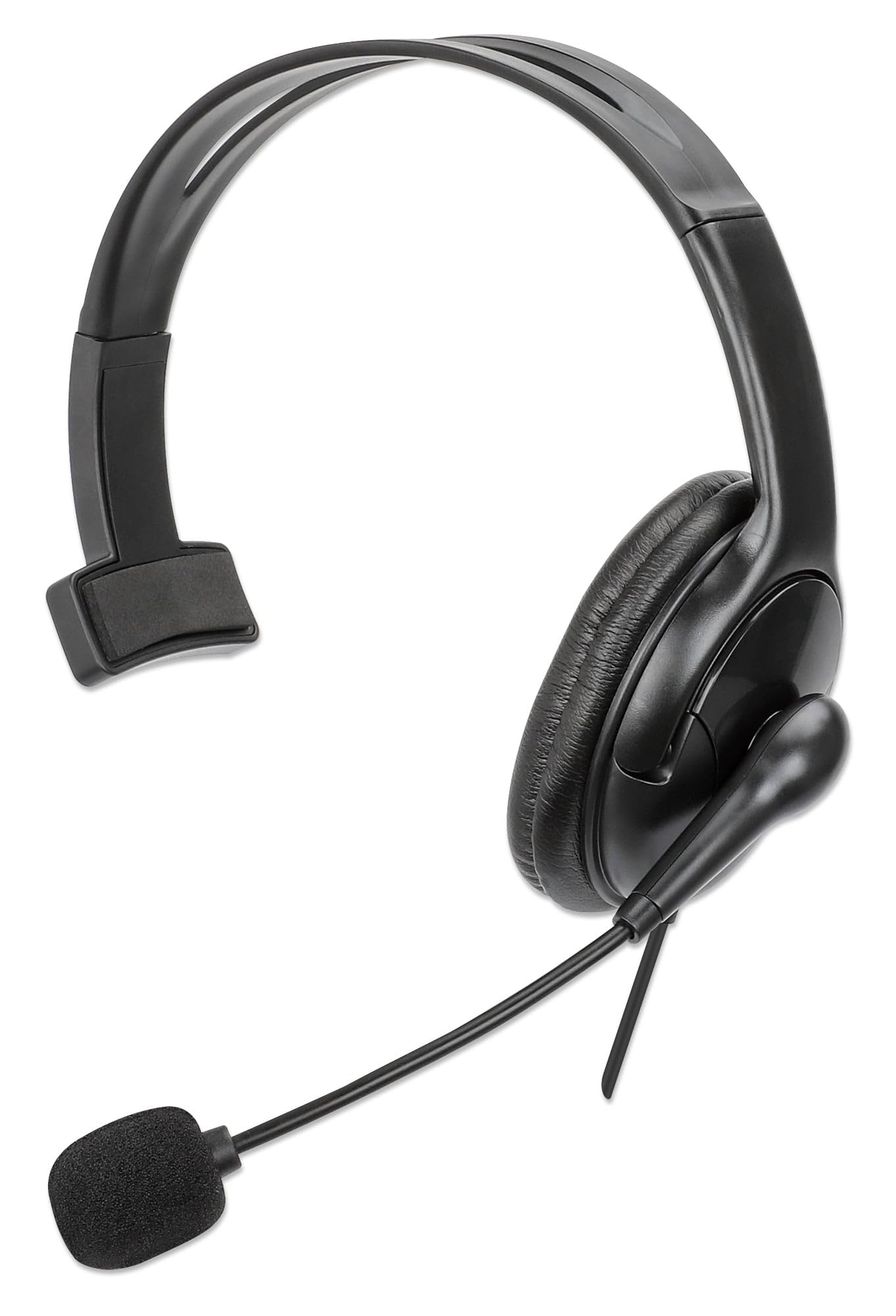 Manhattan Mono USB Headset Left/Right Portable 2m Cable Black