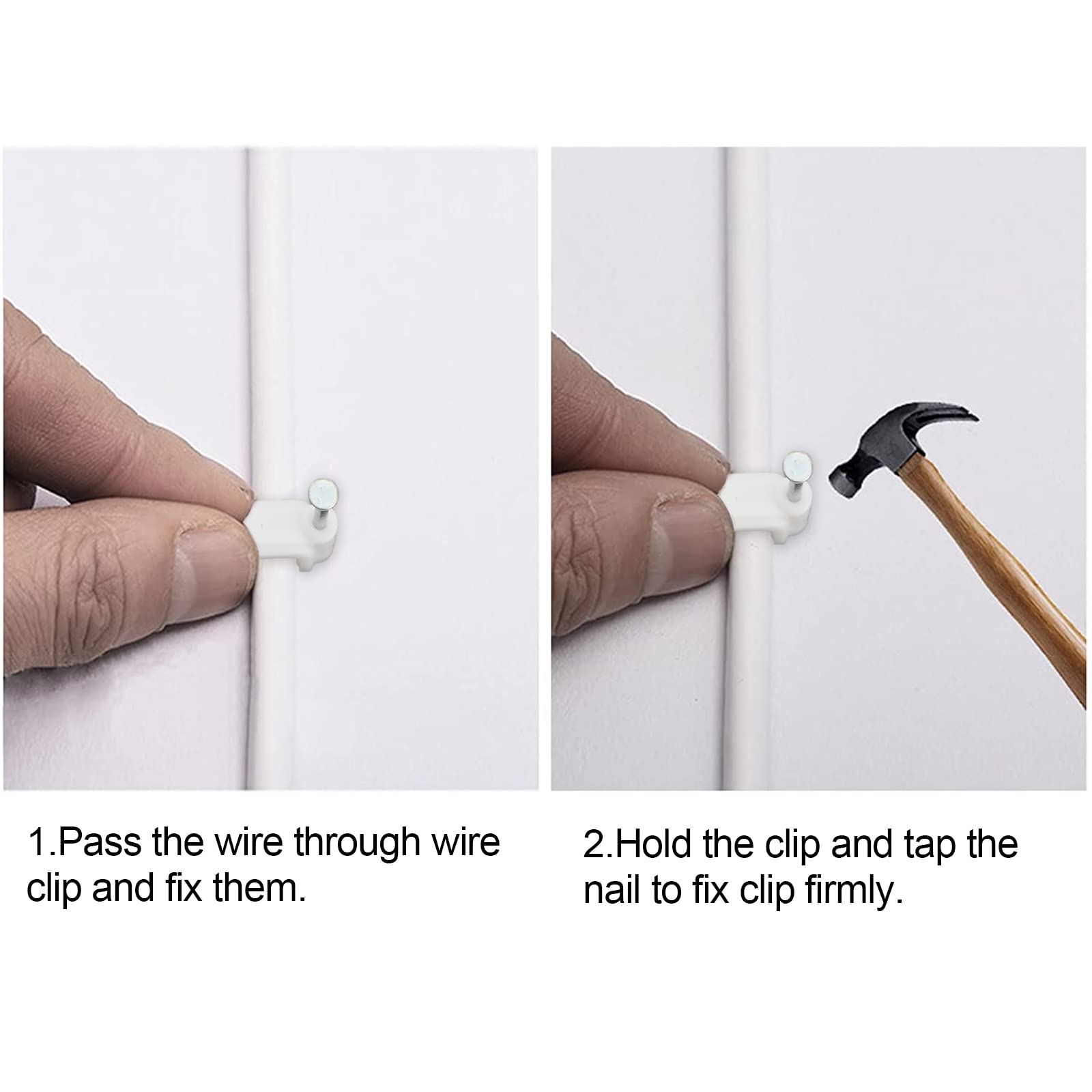 INCREWAY Flat Cable Wire Clips 200Pcs 12mm Plastic Steel White for Wire Management
