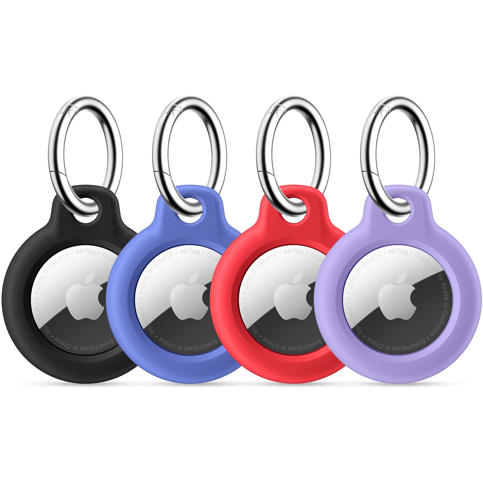 Maledan Air Tags 4 Pack Holder Keychain, Pc Gps Case Key Ring For Apple Airtags, Key Chain Accessories For Apple Item Finder Tra
