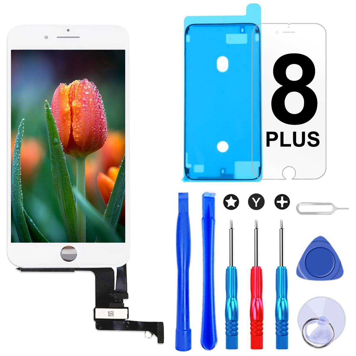 Brinonac Screen Replacement For Iphone 8 Plus 5.5 Inch Lcd Digitizer Touch Screen Lcd Replacement Screen Frame Assembly Full Set