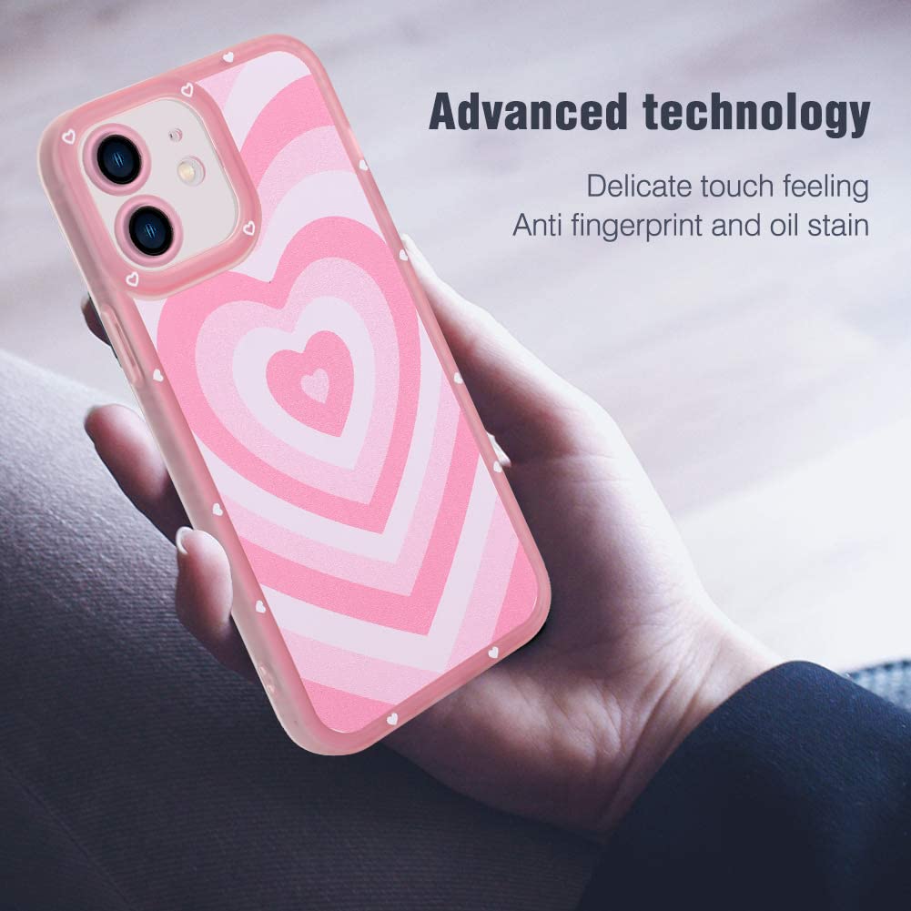 Aigomara Compatible With Iphone 11 Case Pink Heart Print Cute Pink Heart Pattern Case For Women Girl Full Camera Protective Soft