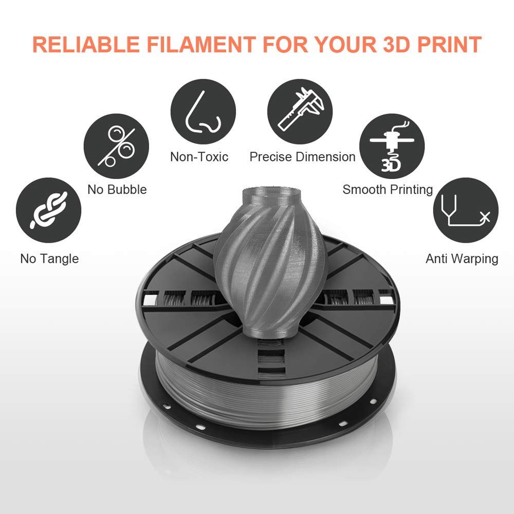 Novamaker Petg 3D Printer Filament, Grey Petg Filament 1.75Mm, Petg 1Kg Spool(2.2Lbs), Dimensional Accuracy +/- 0.03Mm