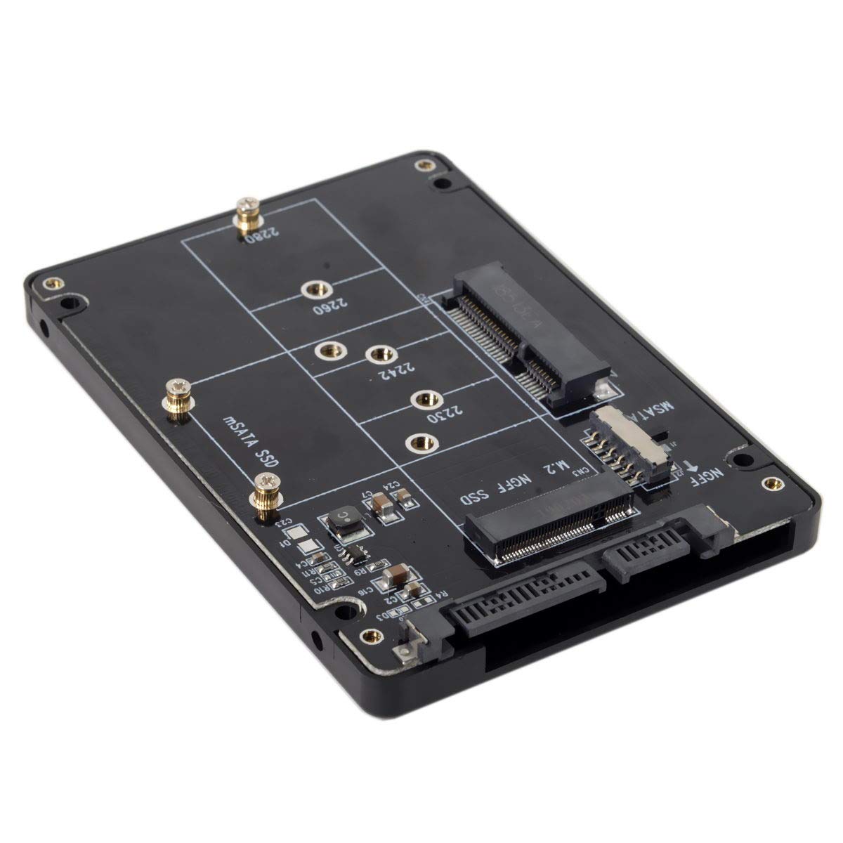 Cablecc Combo M.2 Ngff B-Key & Msata Ssd To Sata 3.0 Adapter Converter Case Enclosure With Switch