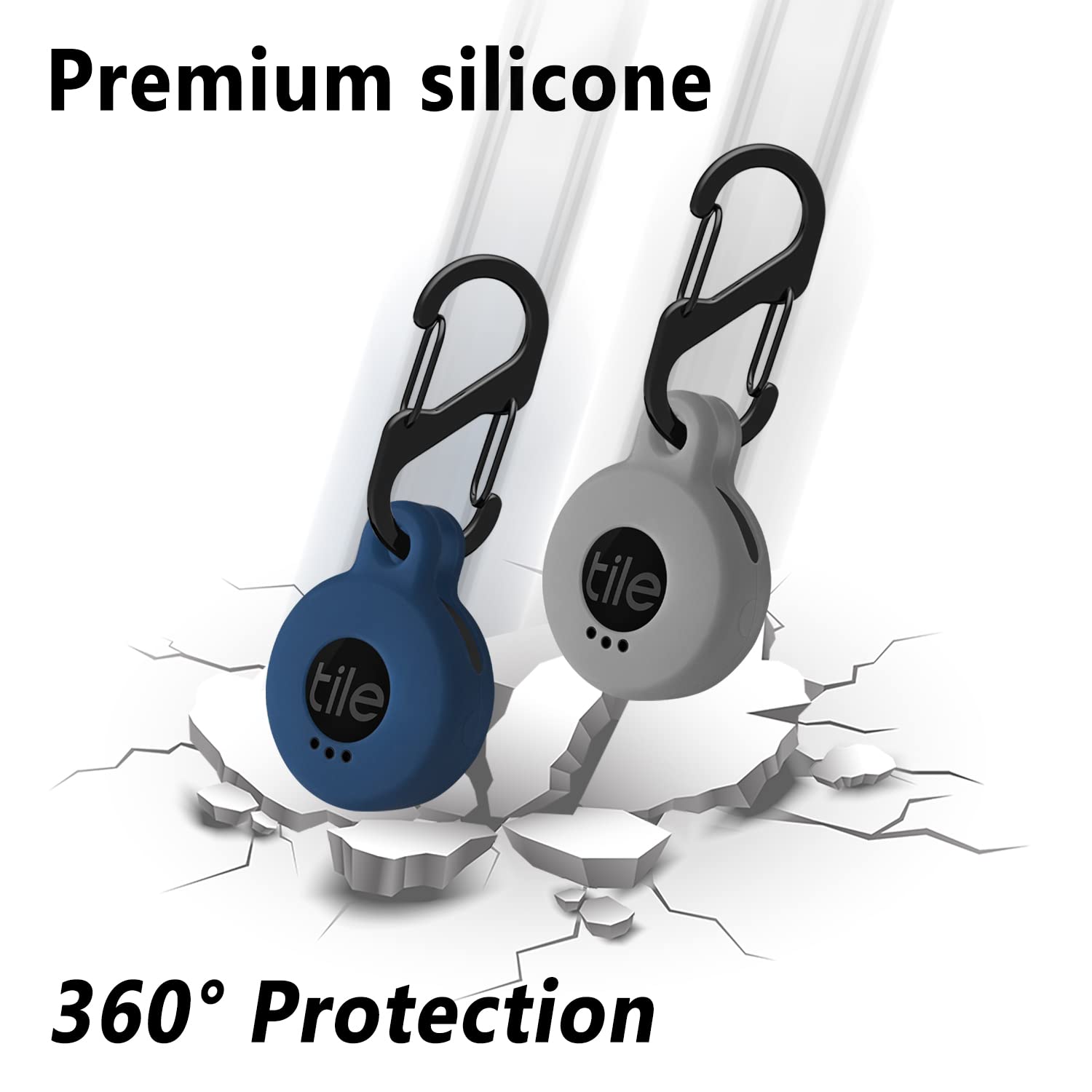 Geiomoo Silicone Cover Compatible With Tile Sticker 2022, Protective Case With Carabiner (2 Pack Navy Blue+Oatmeal)