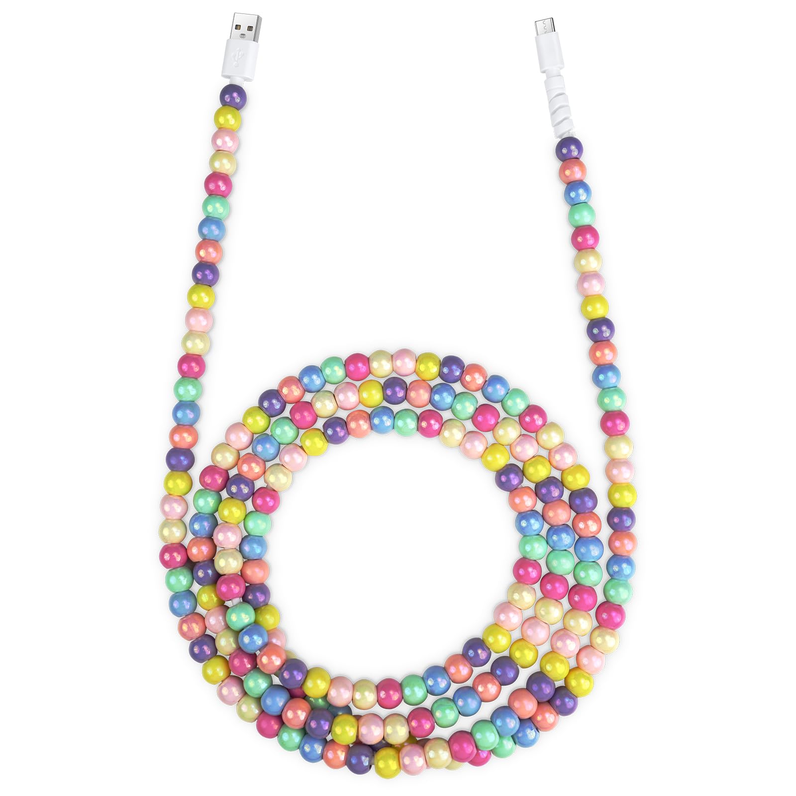 Aolcev Usb C Cable 66W Fast Usb A To Usb C Charging Cable 6.6Ft/2M Long Beaded Phone Charger Cute Usb Type C Charger Cord For Ip