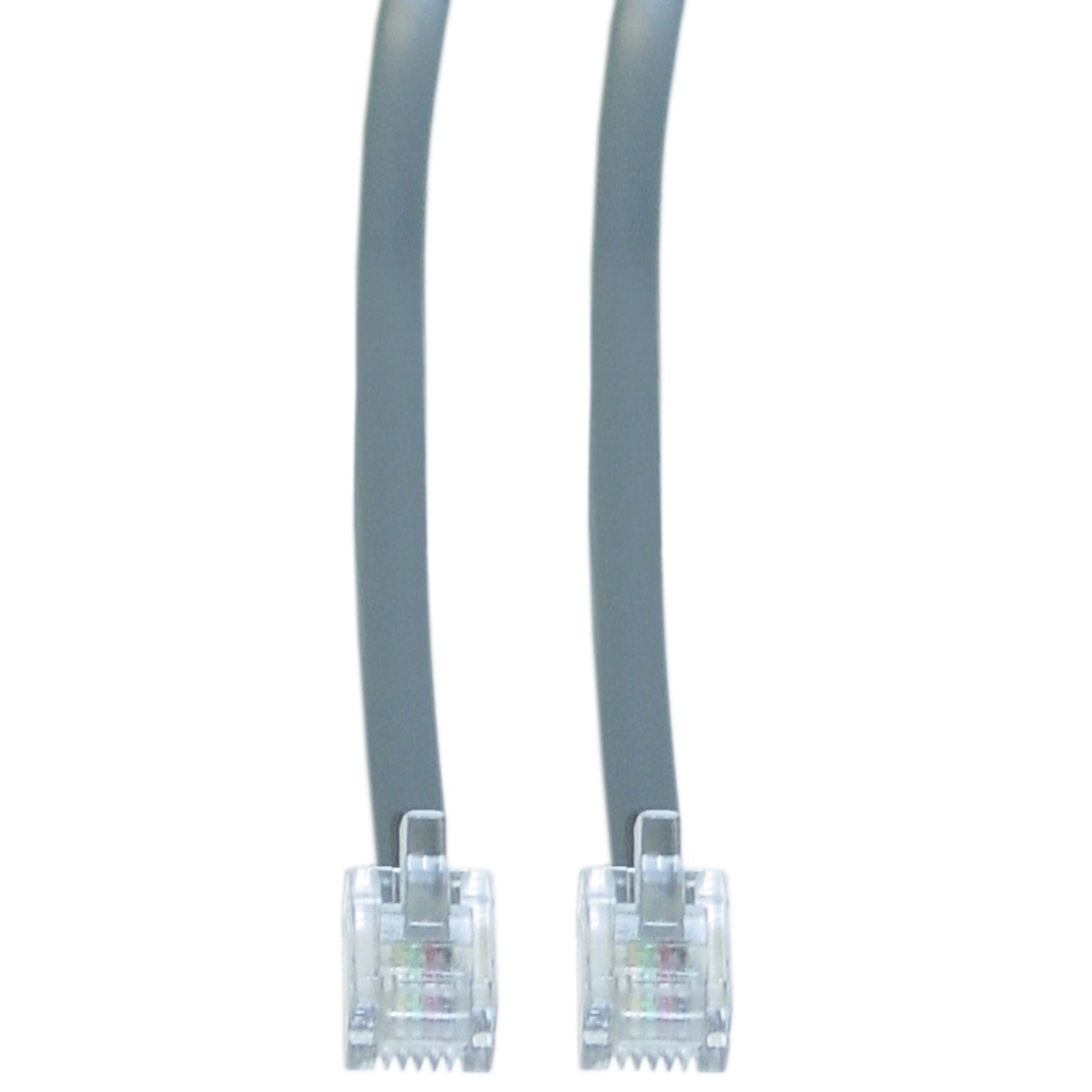 Rj11, 6P / 4C, Silver Satin Flat, 1:1 Straight, 1 Ft (Data)