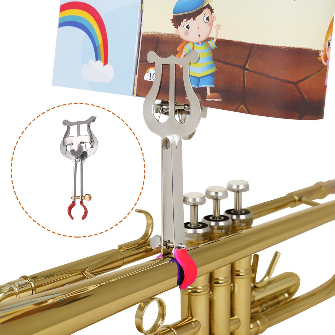 Lovermusic Silver Trumpet Marching Lyre Clamp On Music Clip Replacement For Instrument Parts