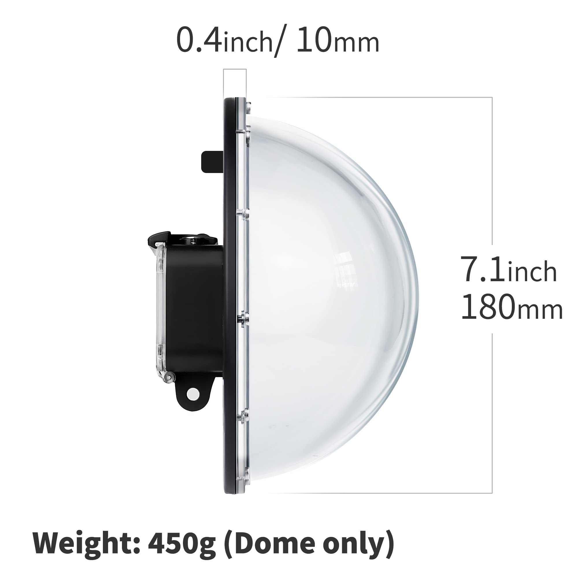 Yallsame Dome Waterproof Case For Gopro Hero12 11 10 9 Black With Front View Window, Floating Hand Grip, Shutter Lever Underwate