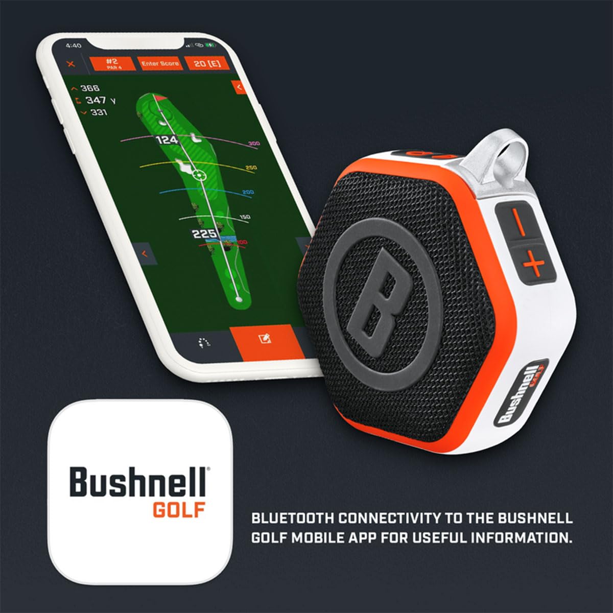 Bushnell Golf Wingman Mini Gps Speaker (Black/Silver) | Magnetic Mount, Music & Audible Distances For 38,000+ Courses, Carabiner