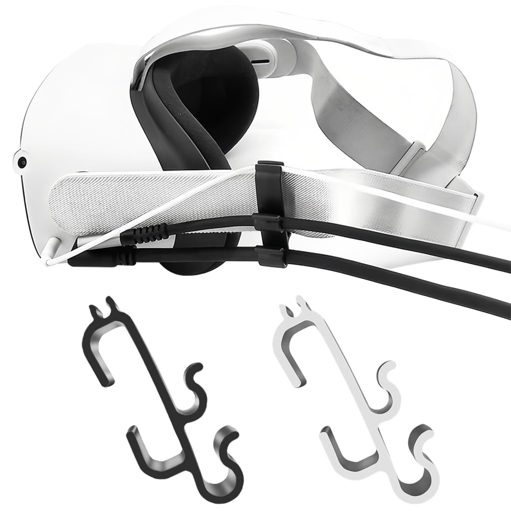 Zorbes 2 Pack Vr Cable Clamp Buckle Data Cable Fixer Clip For Oculus Quest 2/Quest 3/Pico 3/Pico 4 Link Standard Vr Headset Stra