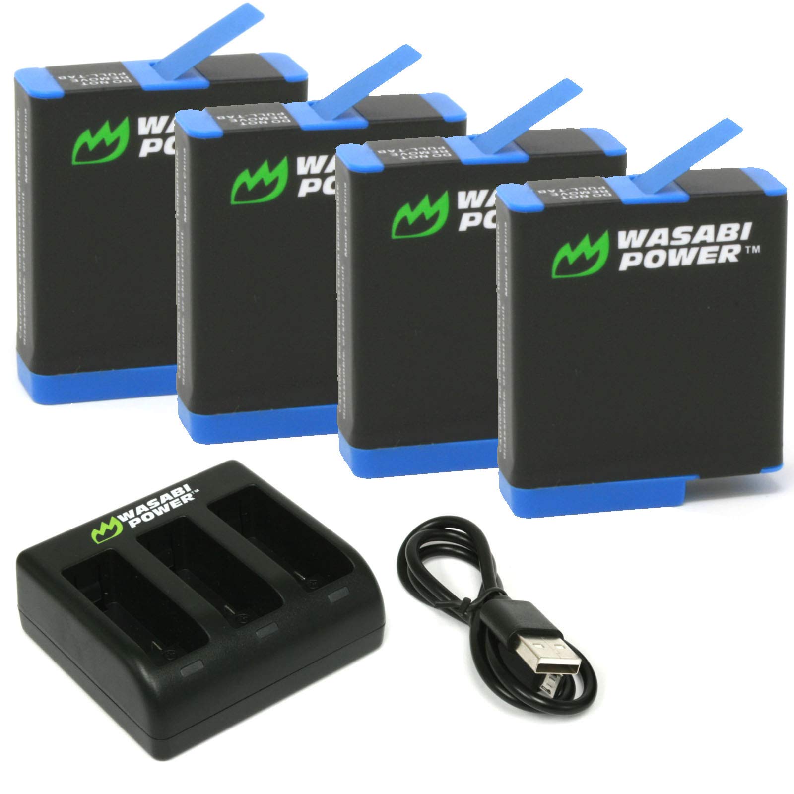 Wasabi Power Battery (4 Pack) And Triple Charger Replacement For Gopro Hero 8 Black (All Features Available), Hero 7 Black, Hero