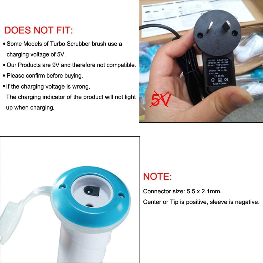 9V New Charger For Hurricane Spin Scrubber Brush Rechargeable Turbo Scrubber & Telebrands Corp Hurricane Spin Scrubber Brush Hss