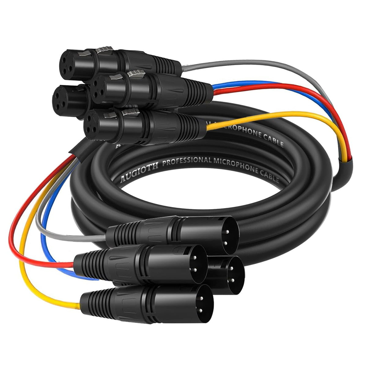 Augioth 4 Channel Xlr Snake Cables 10Ft, Color Coded Xlr To Xlr Patch Cable,Xlr Male To Female Xlr Cable Audio Extension Cable,X