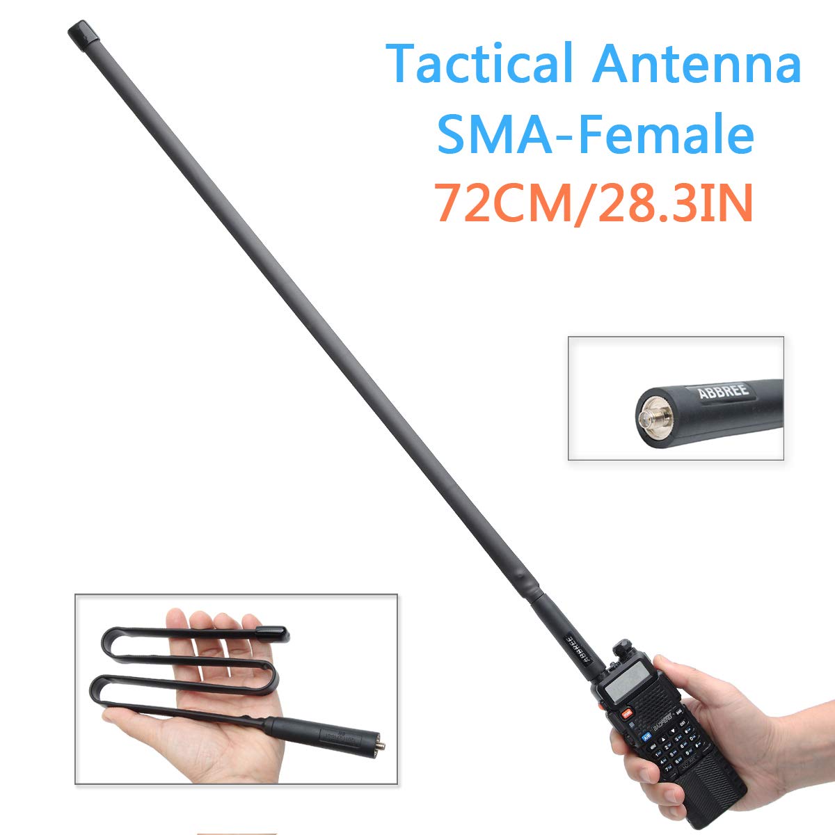 Abbree Sma Female Dual Band 144/430Mhz Foldable 72Cm/28.3 Inch Length Cs Tactical Antenna For Baofeng Uv 5R Bf F8Hp Pro 5Rm K5Plus Uv 82 Bf 888S Gm21 Uv 21R Quansheng Uv K5 Ham Two Way Radio