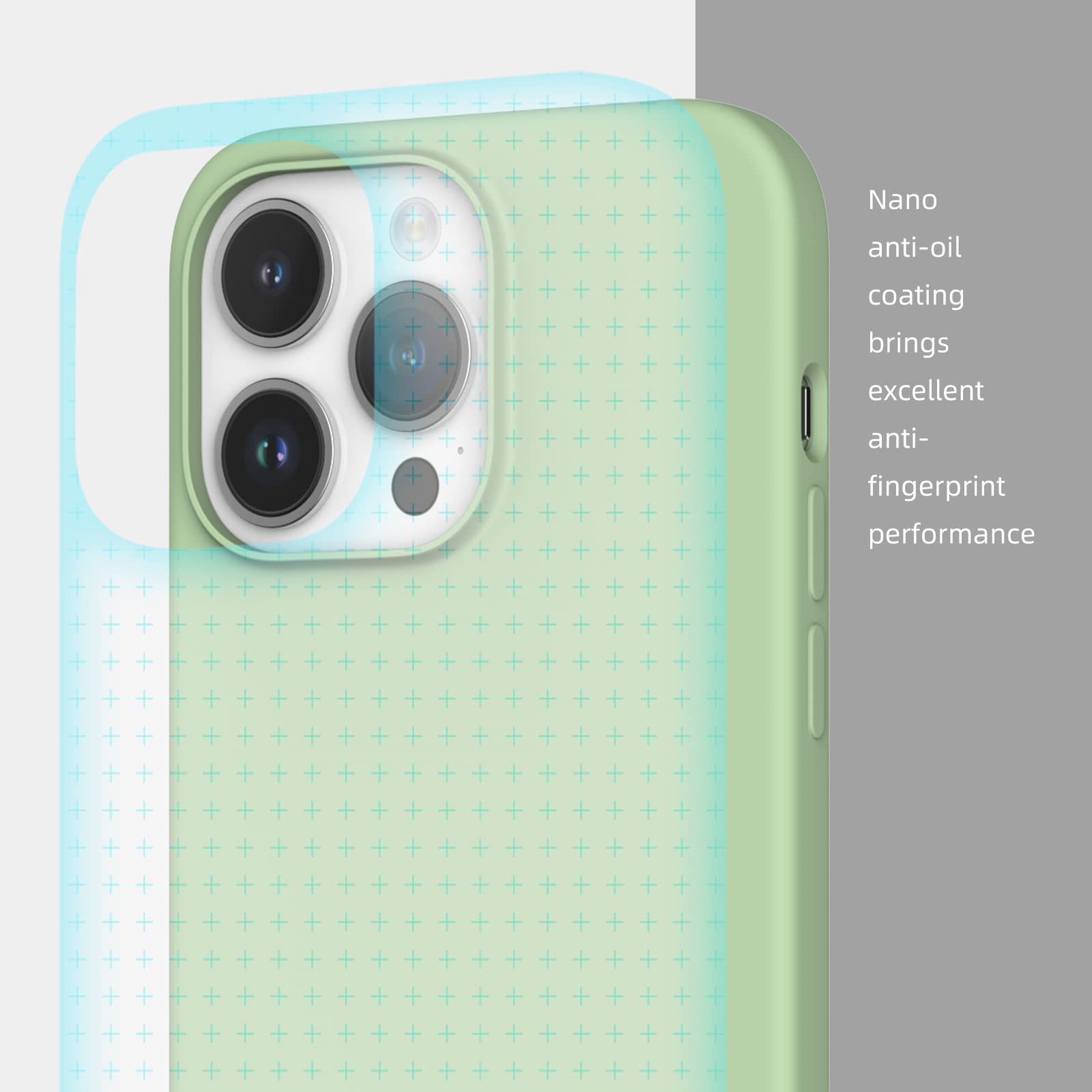 K TOMOTO iPhone 14 Pro Max Silicone Phone Case Shockproof Drop Protection Matcha 6.7 Inch