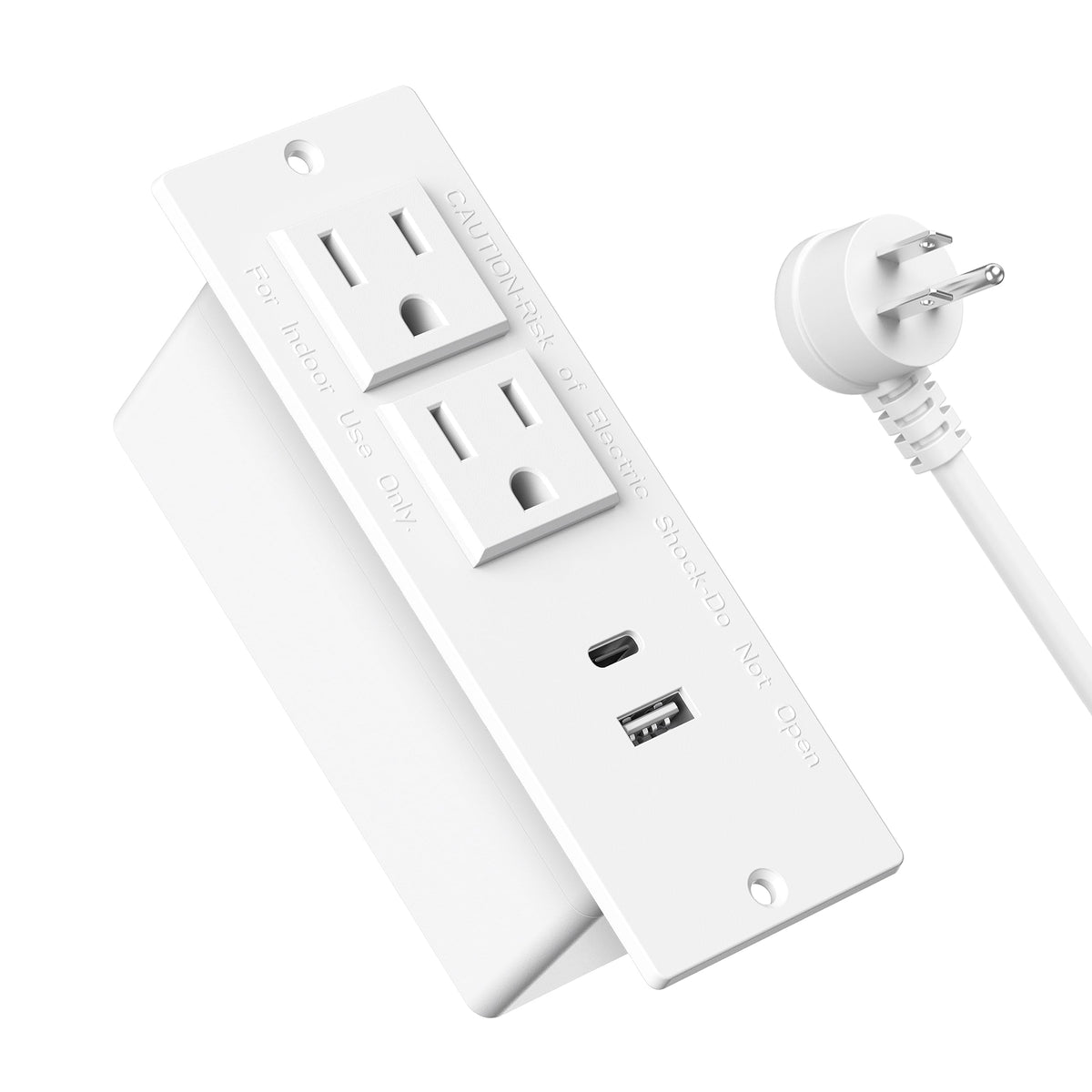 Conference Recessed Power Strip Usb C Pd 20W Fast Charging,Furniture Recessed Outlet,2 Outlets,2 Usb Ports Table Power Strip,Flu