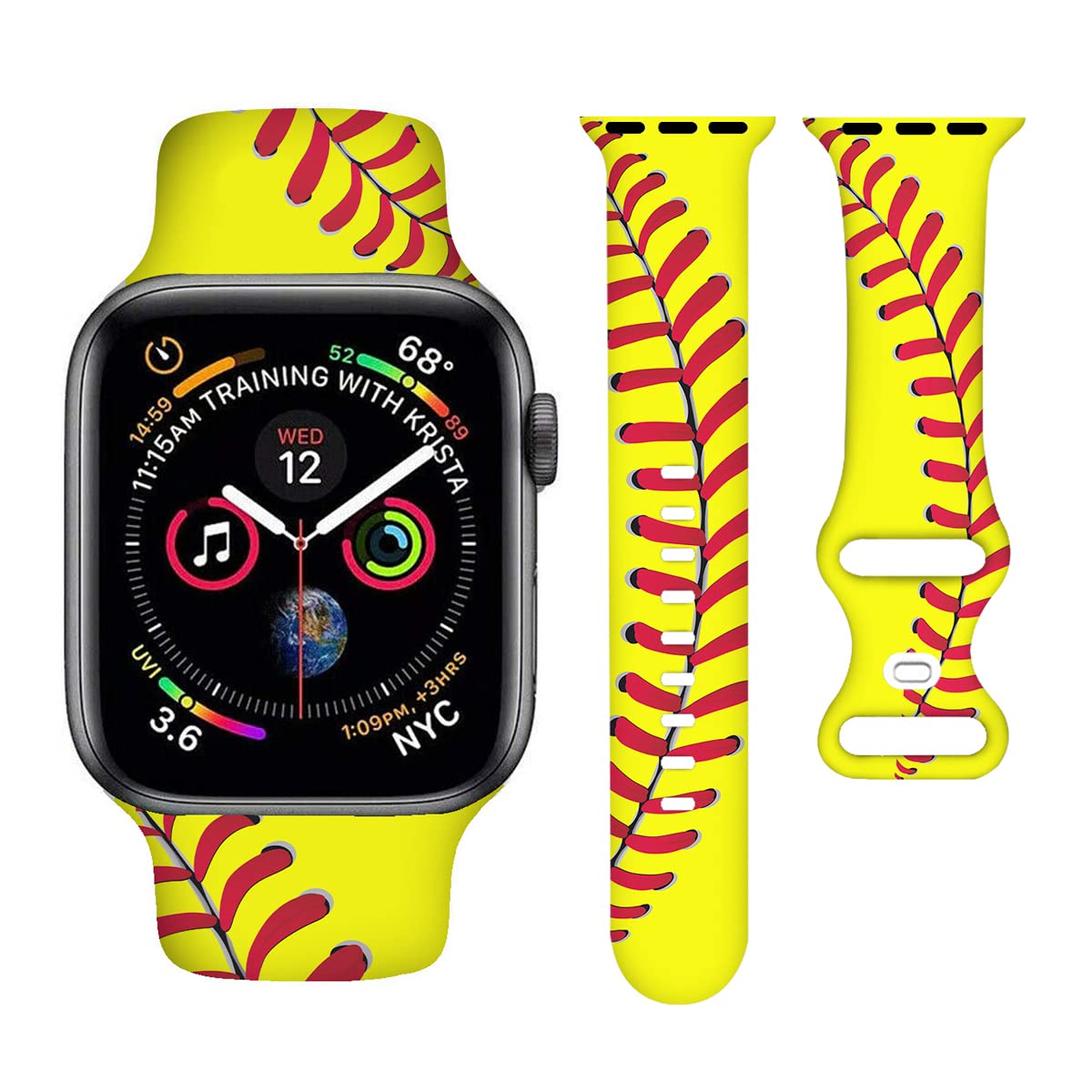 Bacdoilq Softball Watch Band Sports Smartwatch Bands Compatible With Watch 38Mm 40Mm Soft Silicone Strap Replacement For Series