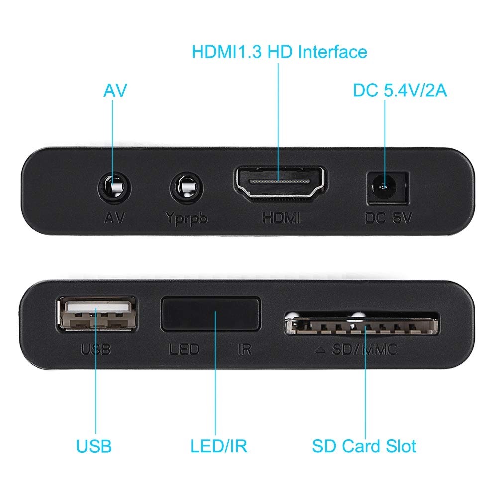 Socobeta 110-240V HDMI Media Player Mini 1080P Digital Player Box, USB MP3 MMC SD Support, Remote Control, Black