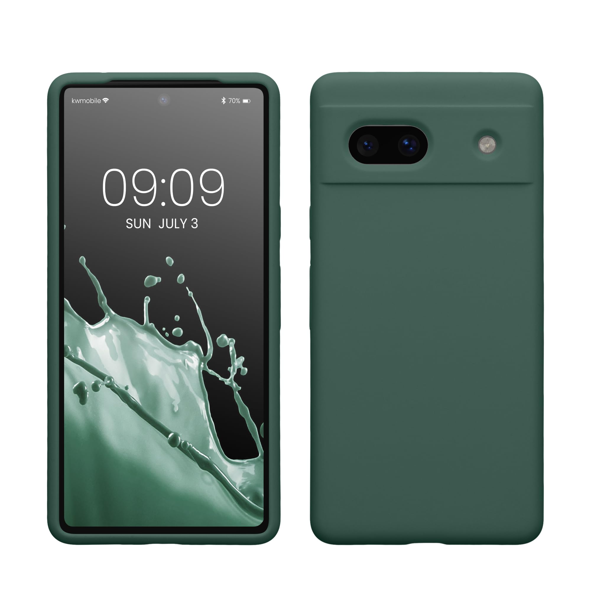 kwmobile Case Compatible with Google Pixel 7a Case - TPU Silicone Phone Cover with Soft Finish - Forest Green