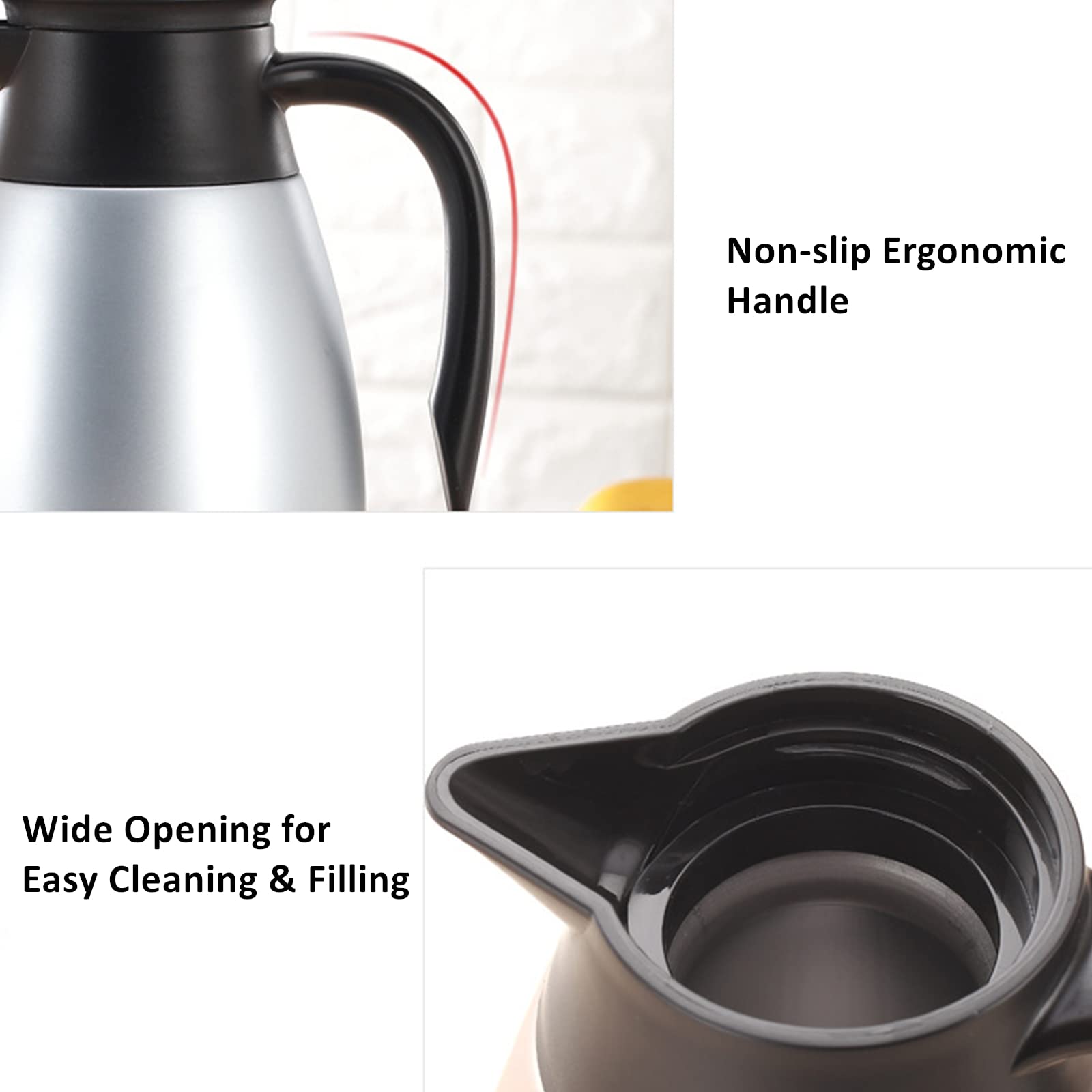 Thermal Coffee Carafe Insulated, 68Oz Carafe For Hot Liquids Keeping Hot, Stainless Steel Coffee Hot Water Thermal Carafe Thermo