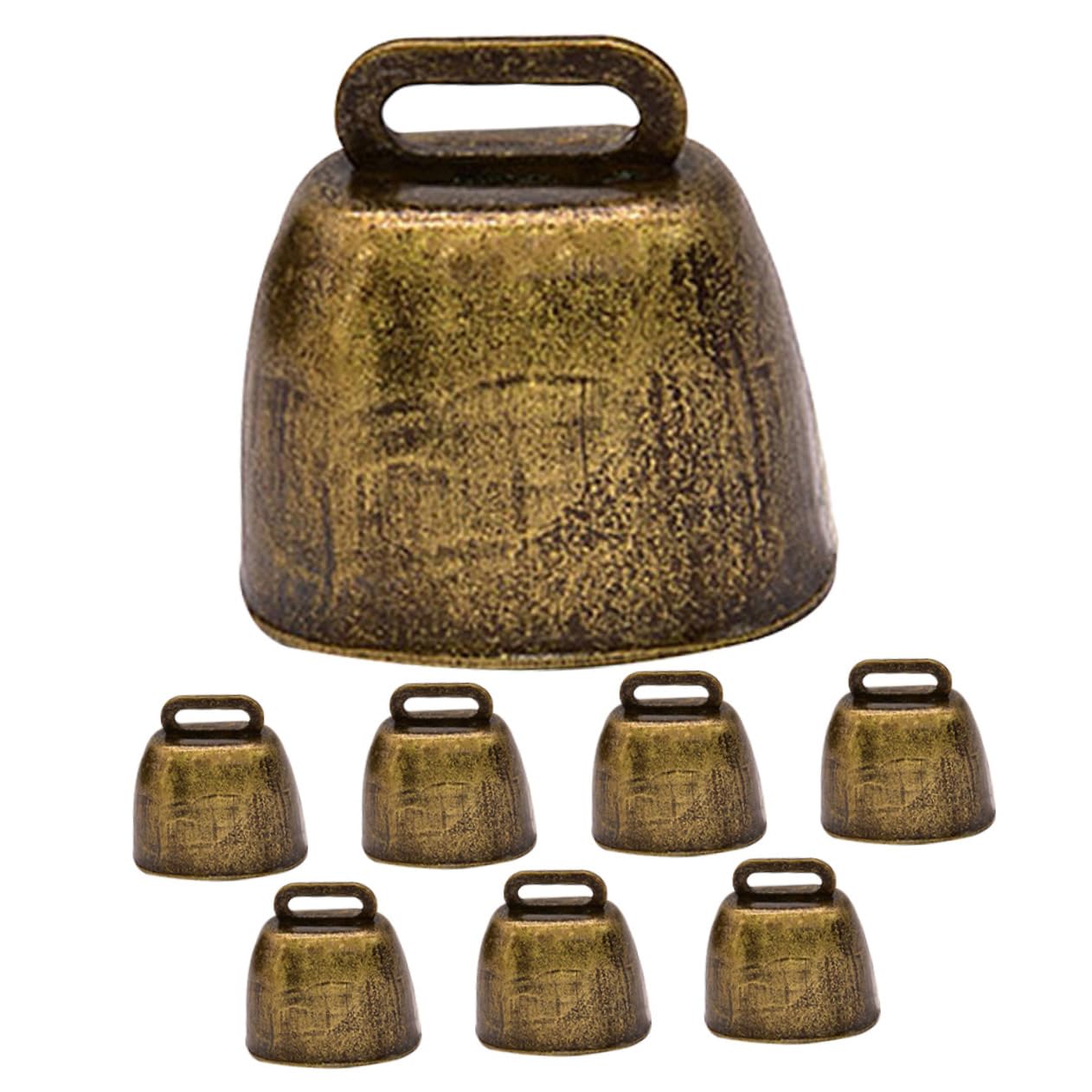 Milisten 8pcs Metal Cow Bell Iron Bell Farm Bells Copper Cow Bells Metal Bells Farm Animal Loud Bells Horse Bell Copper Bells Me