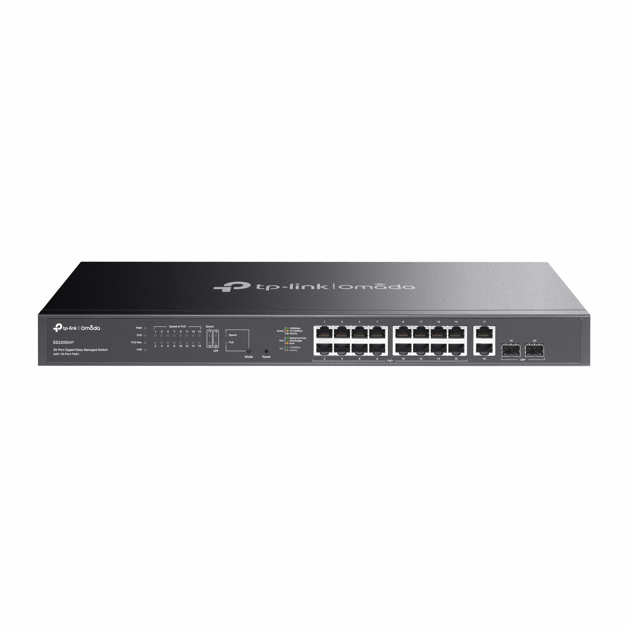 Omada 20-Port Gigabit Easy Managed Switch With 16-Port Poe+Port: 16 Gigabit Poe+