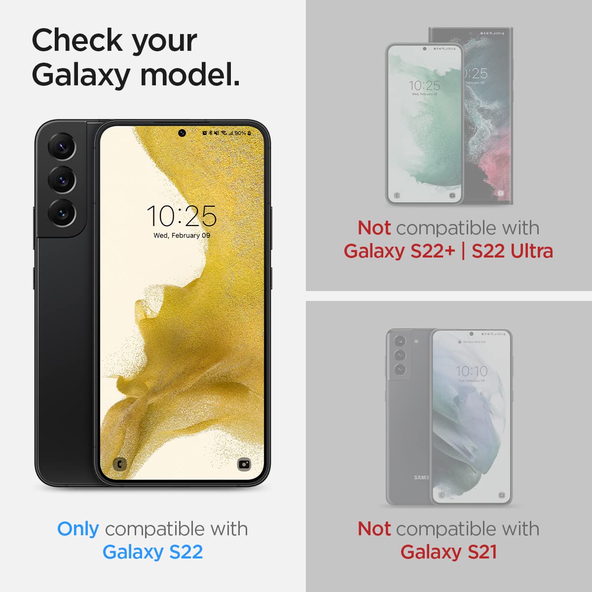 Spigen Tempered Glass Screen Protector [Glas.Tr Ez Fit] Designed For Galaxy S22 [Case Friendly] - 2 Pack