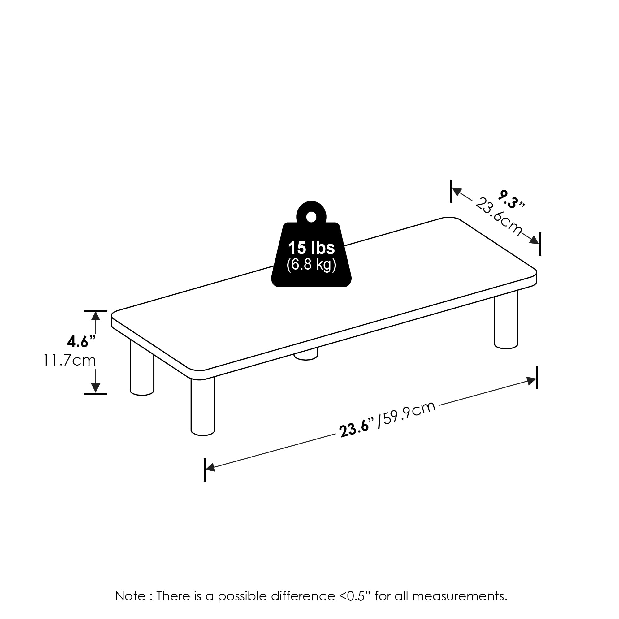 Furinno Turn N Tube Monitor Riser Stand, White/White